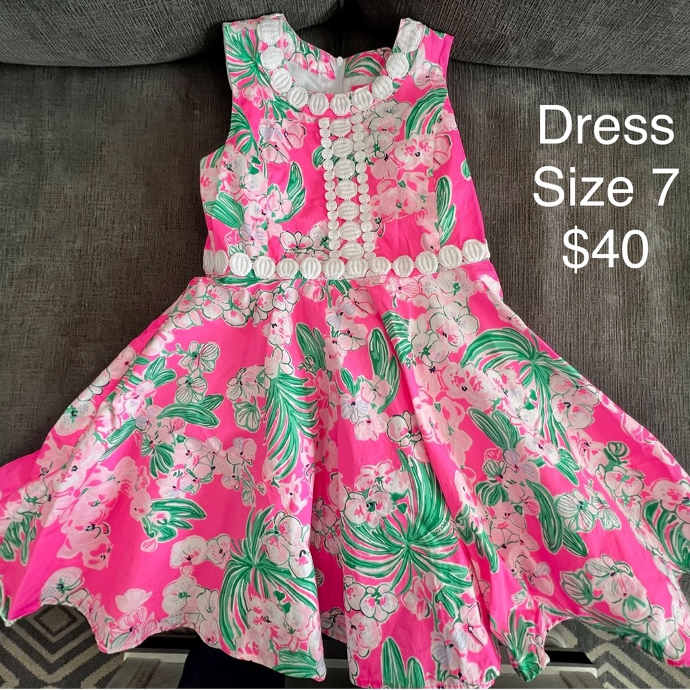 Lilly Pulitzer Pink and Green Floral Kids Dress